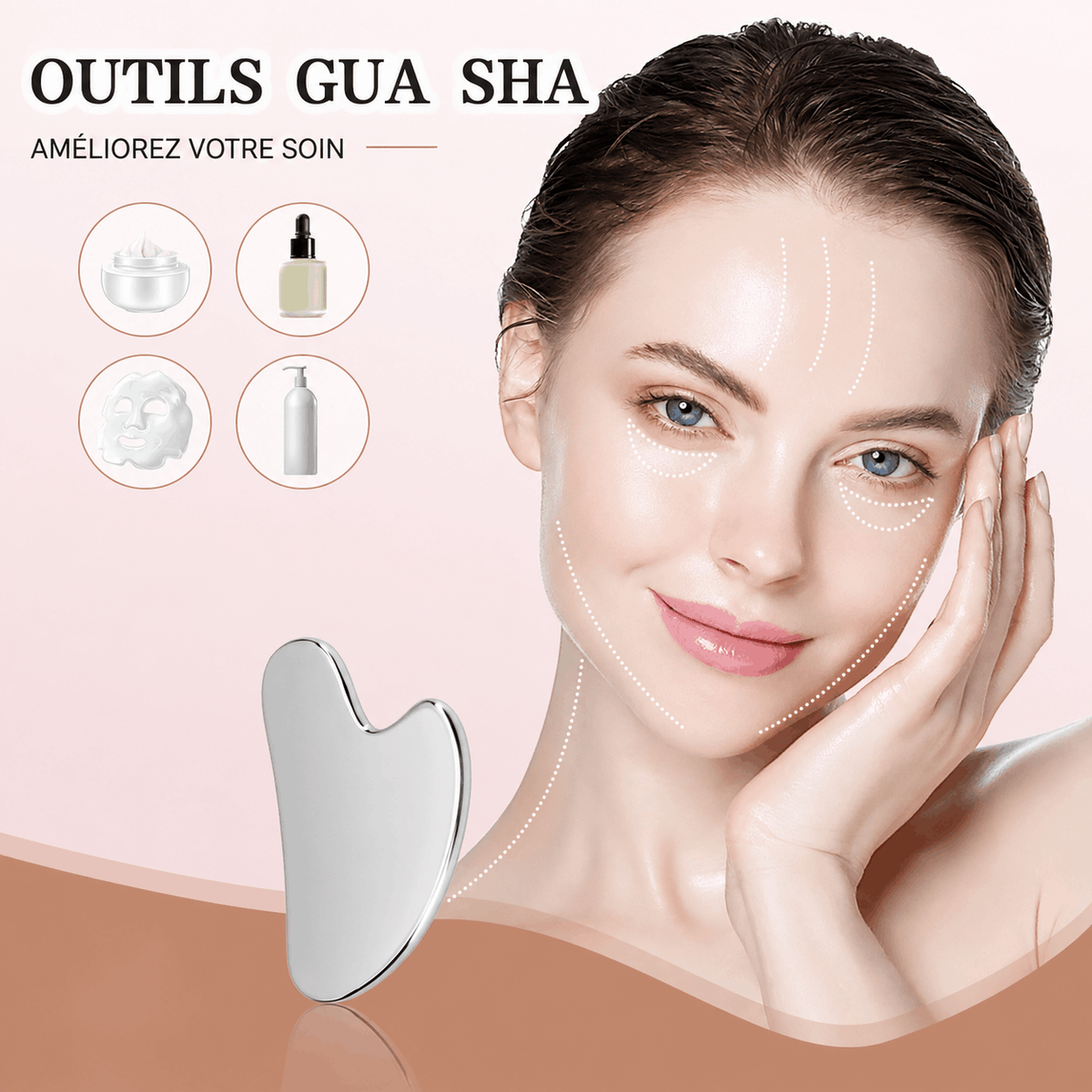 Gua Sha Argent - Effet Froid et Lifté Naturel