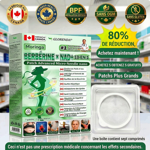 Patch Microneedle Avancé Amelovi® Moringa- Berberine- NAD+ 10 en 1 Nano 🇨🇦